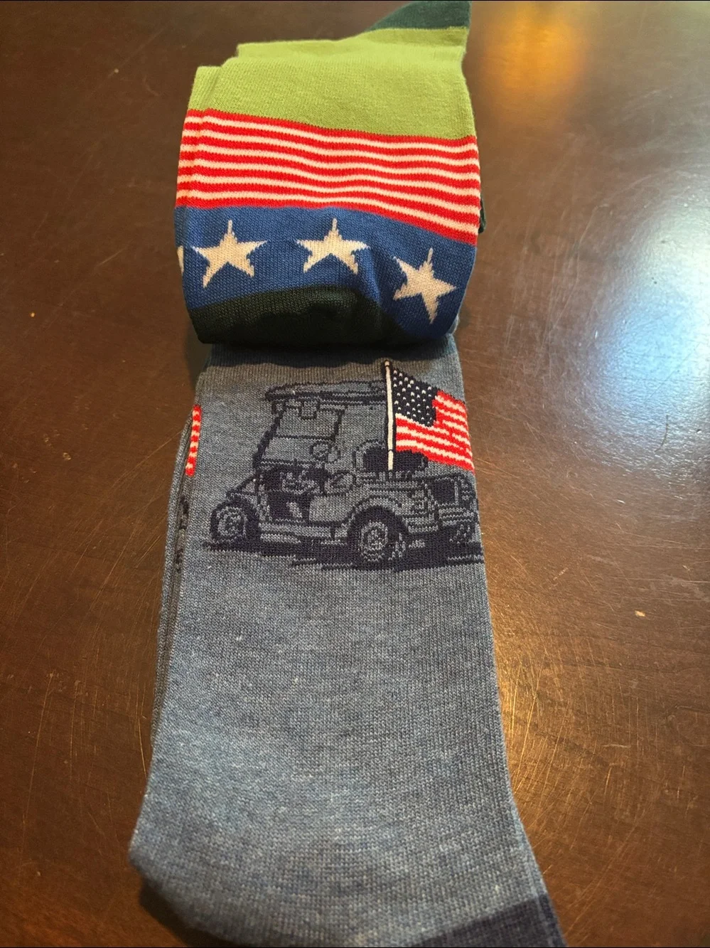 2 Pair Twisted Toes America 250 Golf & Flag Red White & Blue Crew Socks NWT